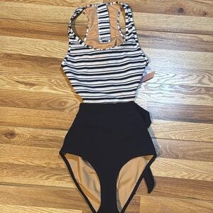 Molly B Black and White Striped One Piece Swimsuit